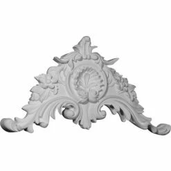 Ekena Large Shell Center W/Scrolls APL28X15X02SH, 28-3/4"W x 15-1/8"H x 2-7/8"D