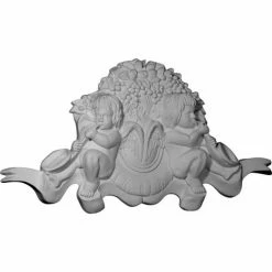 Ekena Angel Center W/Scrolls APL42X21X03AN, 42-1/4"W x 21-1/4"H x 3-1/8"D