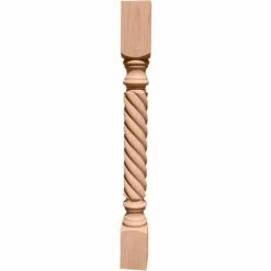 Ekena Hamilton Rope Cabinet Column COL05X05X35HARW, 5"W x 5"D x 35-1/2"H, Bottom Block: 7"