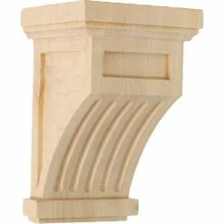 Ekena Fluted Mission Corbel COR04X04X07FLCH, 4-1/4"W x 4-1/4"D x 7"H