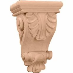Ekena Thin Acanthus Leaf Corbel COR06X03X08ACCH, 6"W x 3-1/4"D x 8-1/4"H