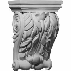 Ekena Leaf Corbel COR07X04X11LF, 7-3/4"W x 3-7/8"D x 11"H