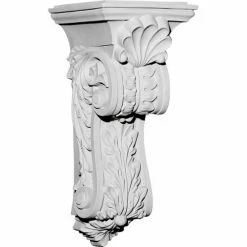 Ekena Scroll Leaf Corbel COR07X08X18SC, 7-7/8"W x 8-3/4"D x 18-1/4"H