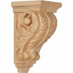 Ekena Extra Small Acanthus Wood Corbel CORW02X02X04ACMA, 2-1/4"W x 2-1/4"D x 4-1/4"H