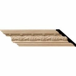 Ekena Acanthus Leaf Carved Wood Crown Moulding MLD02X02X03ACCH, 2-1/8"H x 2-3/8"D x 3-1/4"F x 96"L