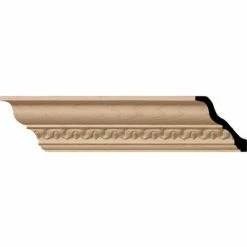 Ekena Lanarkshire Carved Wood Crown Moulding MLD02X02X03LAMA, 2-3/8"H x 2-1/4"D x 3-1/4"F x 96"L
