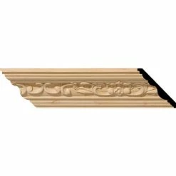 Ekena Medway Carved Wood Crown Moulding MLD02X02X03MECH, 2-1/4"H x 2-3/8"D x 3-1/4"F x 96"L