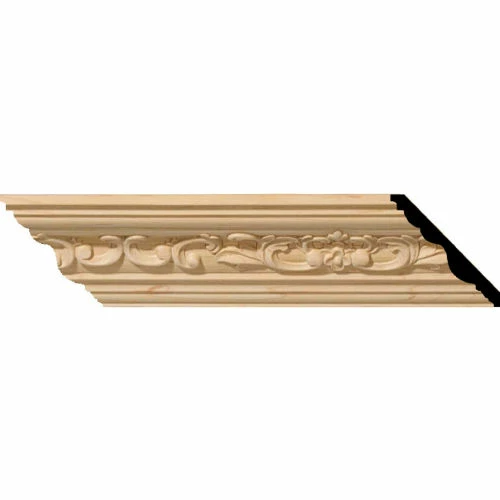 Ekena Medway Carved Wood Crown Moulding MLD02X02X03MECH, 2-1/4"H x 2-3/8"D x 3-1/4"F x 96"L 3 Ekena Medway Carved Wood Crown Moulding MLD02X02X03MECH, 2-1/4"H x 2-3/8"D x 3-1/4"F x 96"L