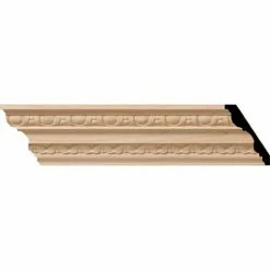 Ekena Bedford Carved Wood Crown Moulding MLD03X02X03BECH, 3"H x 2-1/4"D x 3-1/4"F x 96"L