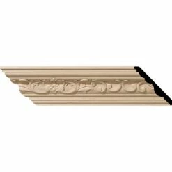 Ekena Medway Carved Wood Crown Moulding MLD03X03X05MEMA, 3-1/2"H x 3-5/8"D x 5"F x 96"L