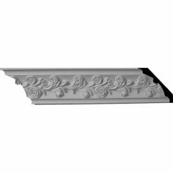 Ekena Rose Crown Moulding MLD04X04X05RO, 3-7/8"H x 3-7/8"D x 5-1/2"F x 96"L