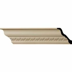 Ekena Lanarkshire Carved Wood Crown Moulding MLD04X04X06LACH, 4-7/8"H x 4-3/4"D x 6-3/4"F x 96"L
