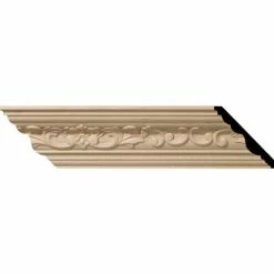 Ekena Medway Carved Wood Crown Moulding MLD04X04X06MEAL, 4-3/4"H x 4-7/8"D x 6-3/4"F x 96"L