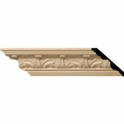 Ekena Acanthus Leaf Carved Wood Crown Moulding MLD04X05X06ACMA, 4-1/2"H x 5"D x 6-3/4"F x 96"L