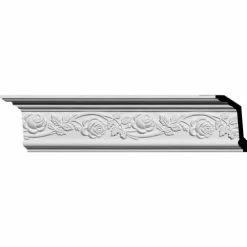 Ekena Rose Crown Moulding MLD05X02X06RO, 5-1/2"H x 3-3/4"D x 6-3/4"F x 94-1/2"L