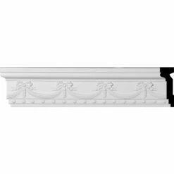 Ekena Federal Swag & Bow Chair Rail Moulding MLD06X02FE, 6-1/4"H x 2"D x 94-1/2"L