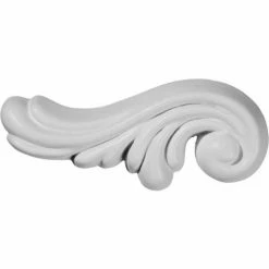 Ekena Wakefield Leaf Scroll Onlay ONL03X01WA-L, 3-1/4"W x 1-5/8"H