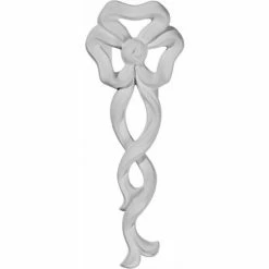 Ekena Versailles Small Ribbon W/Bow Drop Onlay ONL03X09X01VE, 3-1/2"W x 9-1/2"H x 5/8"D