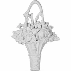 Ekena Flower Basket Center Onlay ONL04X06X01FL, 4-1/4"W x 6-1/4"H x 7/8"D