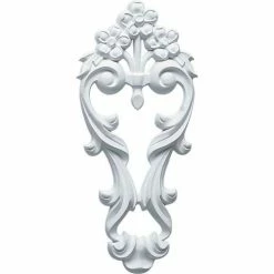 Ekena Small Flowers W/Flowing Leaves Drop Onlay ONL04X10X01FL, 4-1/2"W x 10"H x 5/8"D