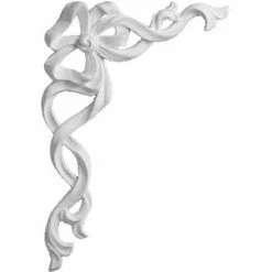 Ekena Versailles Small Ribbon W/Bow Onlay ONL05X08X01-L, 5-7/8"W x 8-5/8"H x 3/4"D