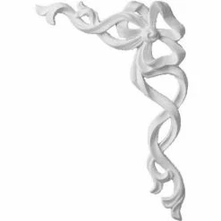 Ekena Versailles Small Ribbon W/Bow Onlay ONL05X08X01-R, 5-7/8"W x 8-5/8"H x 3/4"D