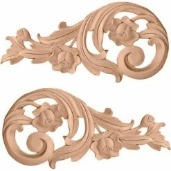 Ekena Small Rose Scrolls ONL07X03X01ROLW, 7-1/2"W x 3-1/2"H x 1/2"D