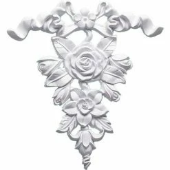 Ekena Versailles Ribbon And Rose Drop Onlay ONL08X09X01VE, 8-1/2"W x 9"H x 3/4"D