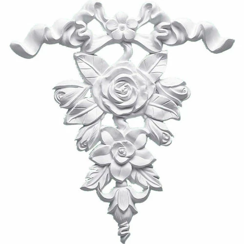 Ekena Versailles Ribbon And Rose Drop Onlay ONL08X09X01VE, 8-1/2"W x 9"H x 3/4"D 3 Ekena Versailles Ribbon And Rose Drop Onlay ONL08X09X01VE, 8-1/2"W x 9"H x 3/4"D