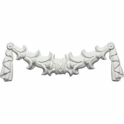 Ekena Bell Flowers W/Swag Onlay ONL09X03X01BL, 9-1/2"W x 3-1/8"H x 5/8"D