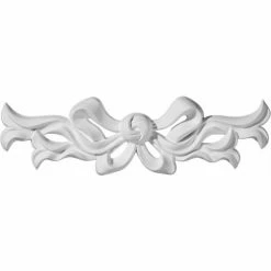 Ekena Versailles Small Ribbon W/Bow Center Onlay ONL09X03X01VE, 9-1/4"W x 3"H x 3/4"D