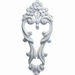 Ekena Large Flowers W/Flowing Leaves Drop Onlay ONL10X12X02FL, 10-1/4"W x 24"H x 1-5/8"D