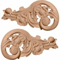 Ekena Large Springtime Scrolls ONL11X05X01SPLW, 11-1/2"W x 5-1/2"H x 1/2"D