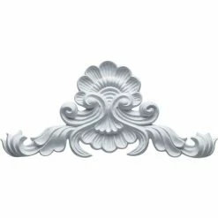 Ekena Edwards Sunflower And Leaves Onlay W/Scrolls ONL13X05X01ED, 13-3/4"W x 6-1/8"H x 1"D