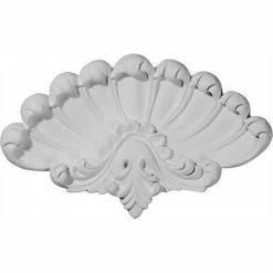 Ekena Sea Shell Center Onlay ONL15X09X01SE, 15"W x 9-1/4"H x 1-1/8"D