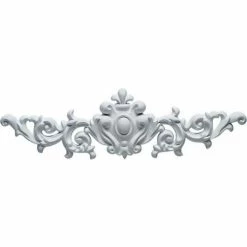 Ekena Marcella Medium Leaf W/Scrolls Onlay ONL16X04X01MA, 16-3/8"W x 4-3/4"H x 3/4"D