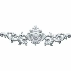 Ekena Marcella Large Leaf W/Scrolls Onlay ONL22X06X01MA, 22-1/2"W x 6-3/4"H x 1-1/8"D