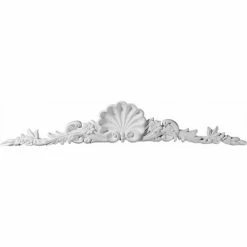 Ekena Shell Center W/Scrolls Onlay ONL34X05X01SH, 34-1/2"W x 5-1/2"H x 1-3/4"D