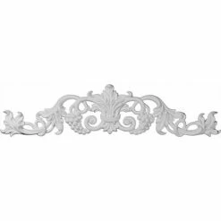 Ekena Large Grape And Leaf Center W/Scrolls Onlay ONL39X08X02GR, 39"W x 8-7/8"H x 1-3/8"D