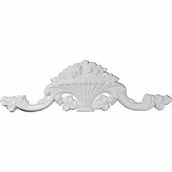 Ekena Flower Basket Center W/Scrolls Onlay ONL40X12FB, 40-1/2"W x 12-1/4"H x 2-3/4"D