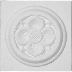 Ekena Flower Plinth Block PB03X04FL, 3-7/8"W x 3-7/8"H x 3/4"D