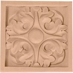 Ekena Medium Leaf Rosette ROS03X03LFAL, 3-1/2"W x 3-1/2"H x 3/4"D