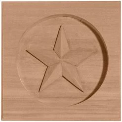 Ekena Austin Star Rosette ROS04X04AURW, 4-1/4"W x 4-1/4"H x 3/4"D