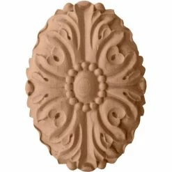 Ekena Ashford Oval Rosette ROS05X07ASRW, 3-1/2"W x 4-7/8"H x 1"D