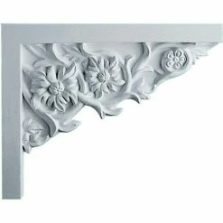 Ekena Floral Small Stair Bracket SB09X07FL-R, 9"W x 7-1/4"H x 5/8"D